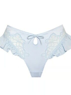NWT For Love & Lemons Butterfly lace Cheeky Ruffle-blue Panty. Small